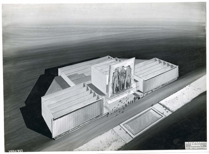 Disegno Assonometrico Del Progetto Architettonico Del Padiglione Del Gruppo Montecatini Per La Fiera Di Milano Archivio Fondazione Fiera Milano