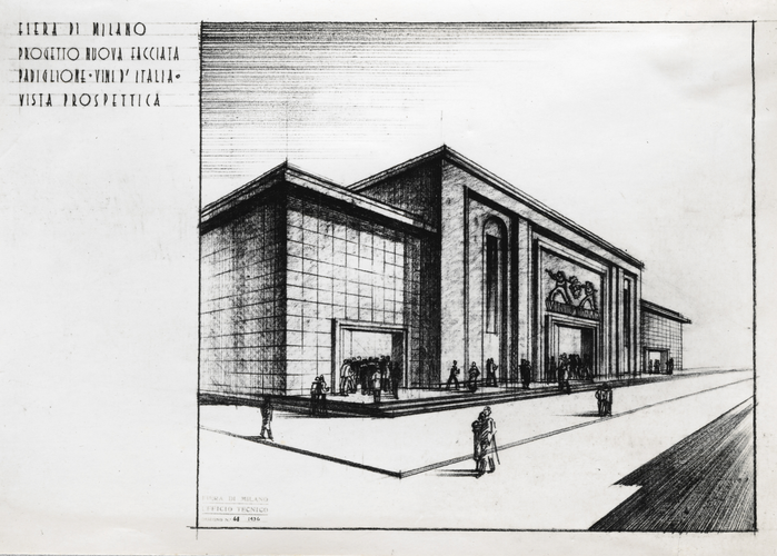 Disegno Prospettico Del Progetto Di Nuova Facciata Del Padiglione Dei Vini E Liquori D Italia Della Fiera Di Milano Archivio Fondazione Fiera Milano